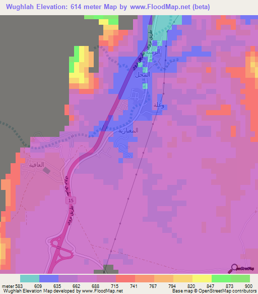 Wughlah,Oman Elevation Map