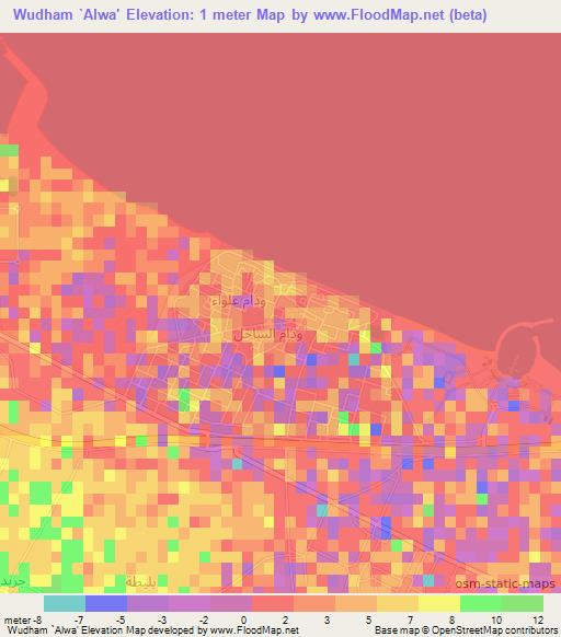 Wudham `Alwa',Oman Elevation Map