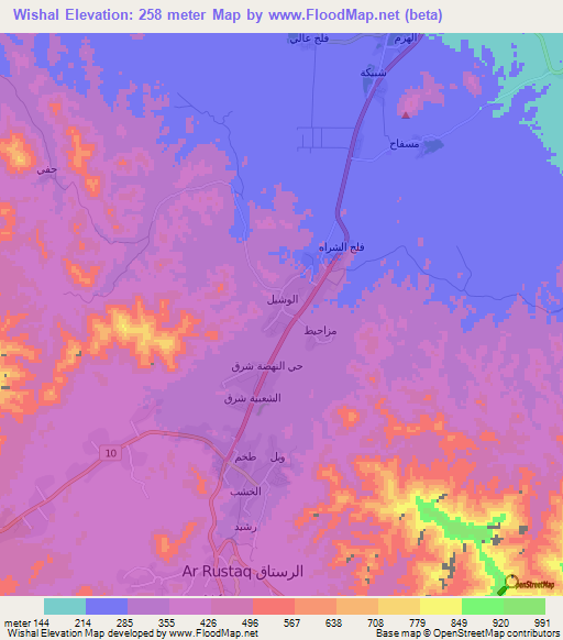 Wishal,Oman Elevation Map