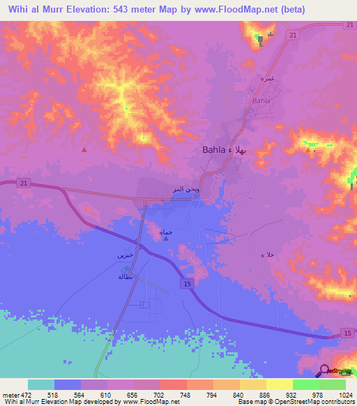 Wihi al Murr,Oman Elevation Map