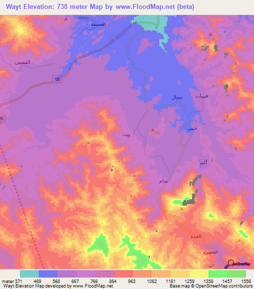 Wayt,Oman Elevation Map