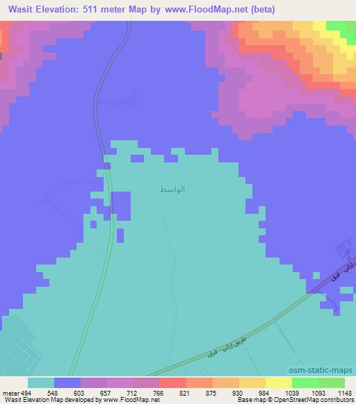 Wasit,Oman Elevation Map