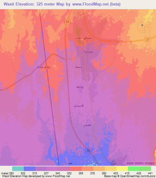 Wasit,Oman Elevation Map