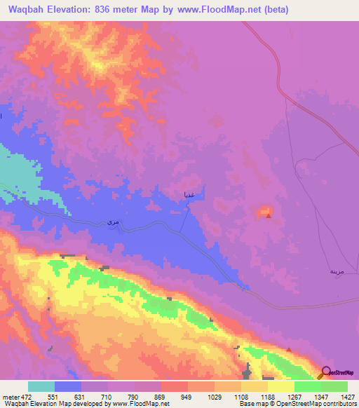 Waqbah,Oman Elevation Map