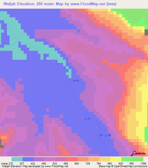 Waljah,Oman Elevation Map