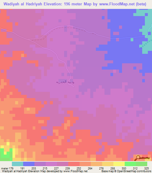 Wadiyah al Hadriyah,Oman Elevation Map