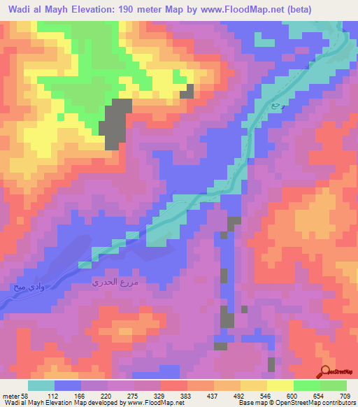 Wadi al Mayh,Oman Elevation Map