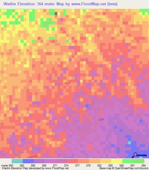 Wadim,Oman Elevation Map