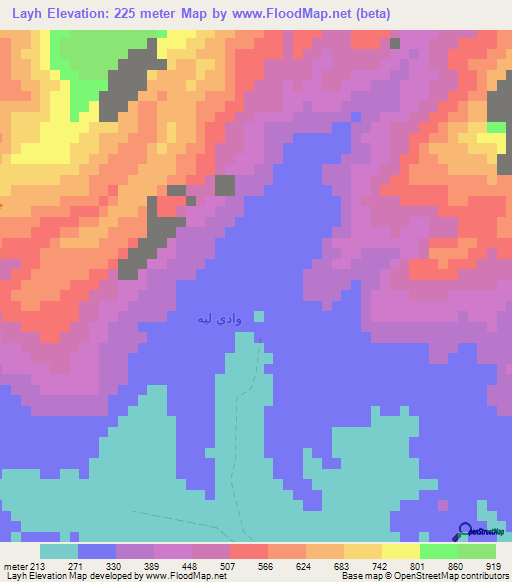 Layh,Oman Elevation Map