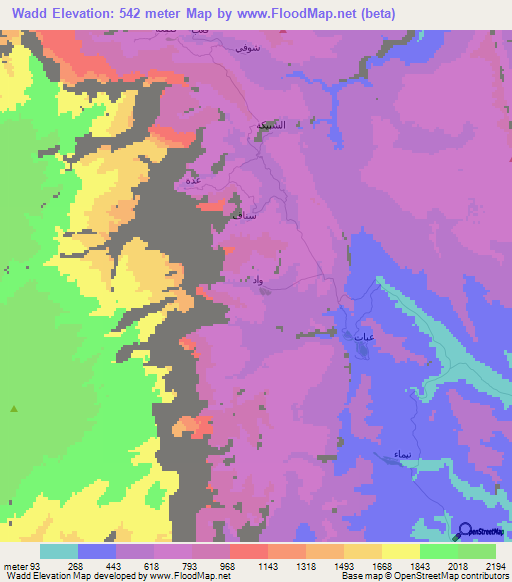 Wadd,Oman Elevation Map