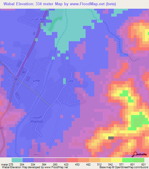 Wabal,Oman Elevation Map