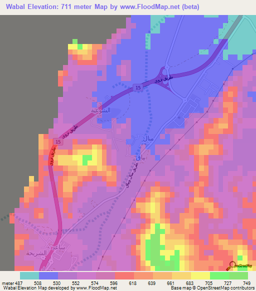 Wabal,Oman Elevation Map