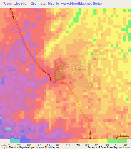 `Uyun,Oman Elevation Map