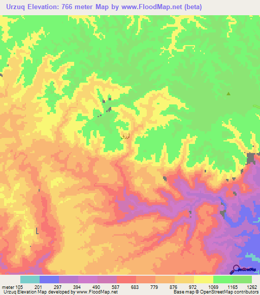 Urzuq,Oman Elevation Map