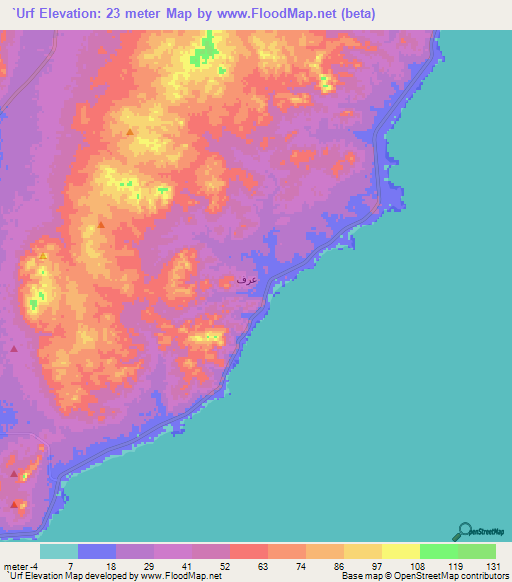 `Urf,Oman Elevation Map