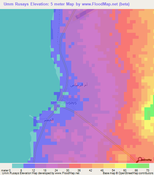 Umm Rusays,Oman Elevation Map