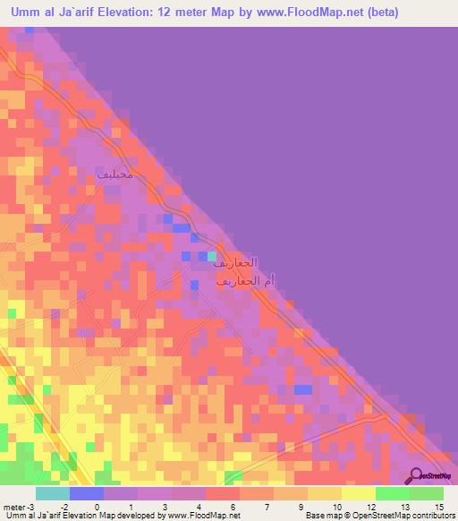 Umm al Ja`arif,Oman Elevation Map