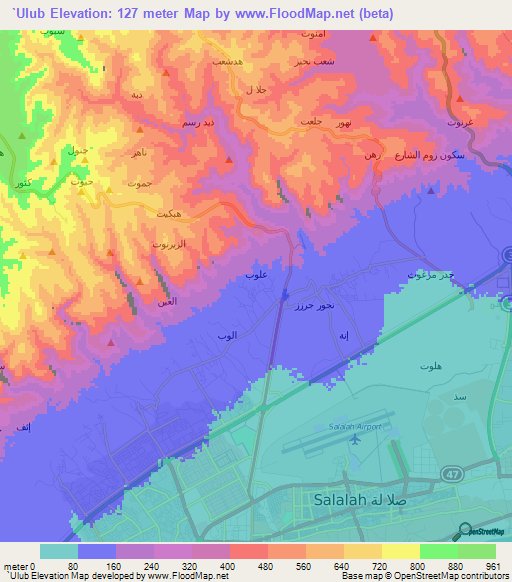 `Ulub,Oman Elevation Map