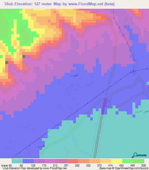 `Ulub,Oman Elevation Map