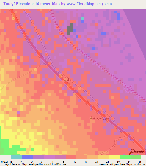 Turayf,Oman Elevation Map