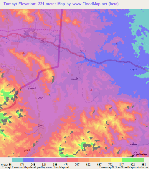 Tumayt,Oman Elevation Map