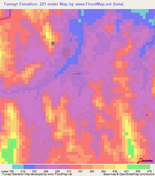 Tumayt,Oman Elevation Map