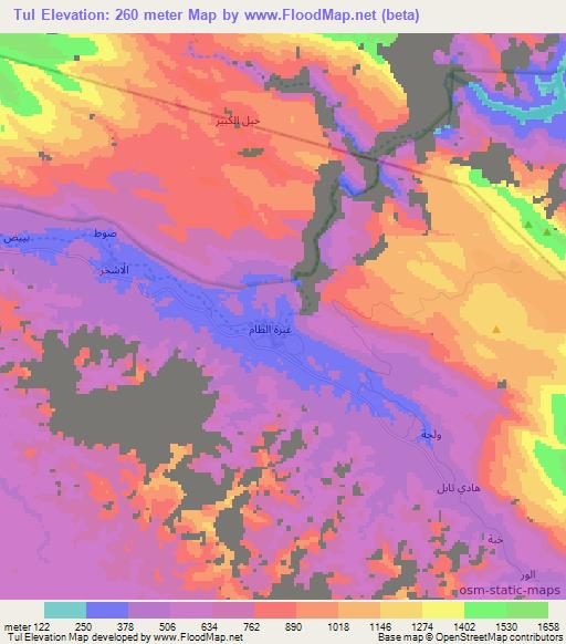 Tul,Oman Elevation Map