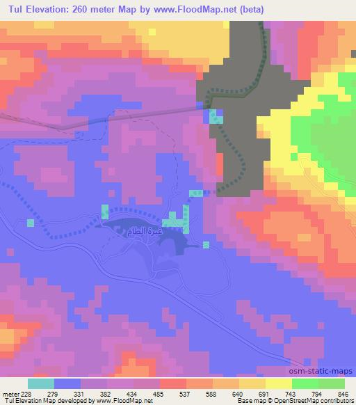 Tul,Oman Elevation Map