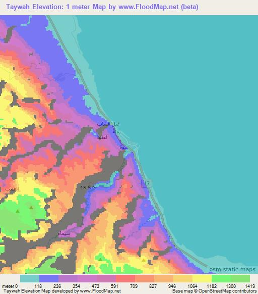 Taywah,Oman Elevation Map