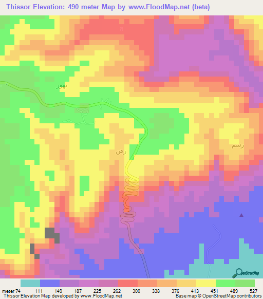 Thissor,Oman Elevation Map