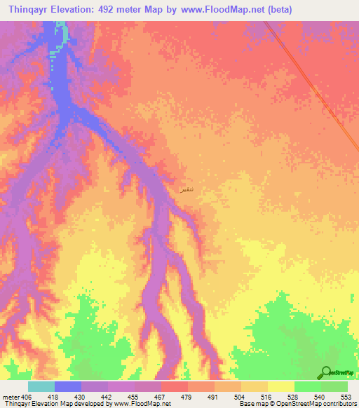 Thinqayr,Oman Elevation Map