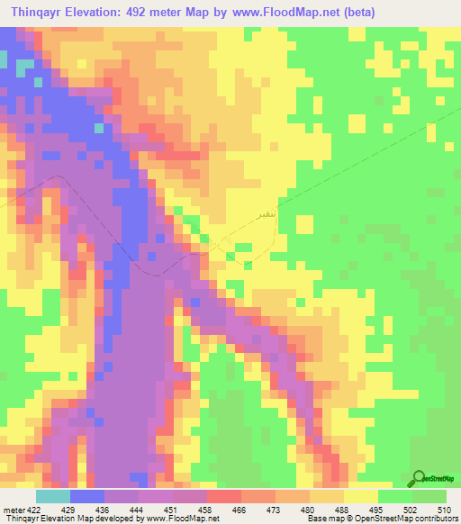 Thinqayr,Oman Elevation Map