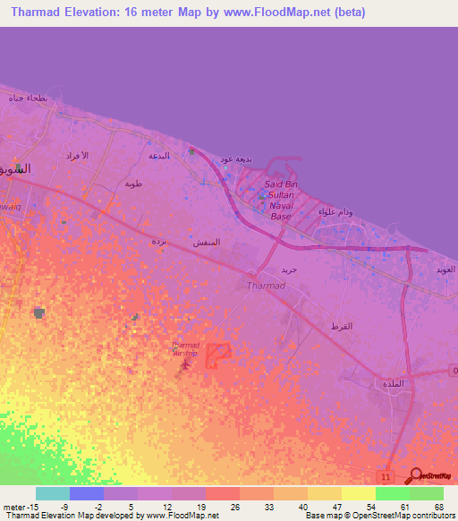 Tharmad,Oman Elevation Map