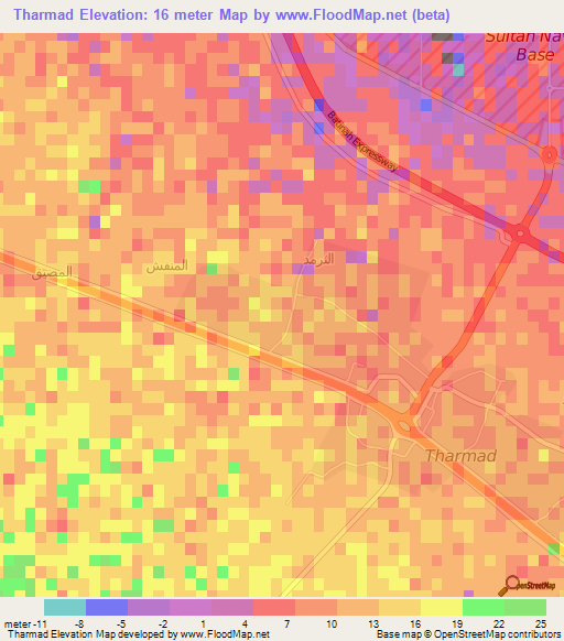 Tharmad,Oman Elevation Map