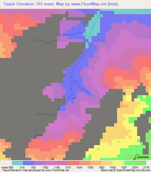 Taqub,Oman Elevation Map