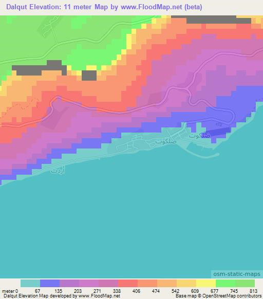 Dalqut,Oman Elevation Map