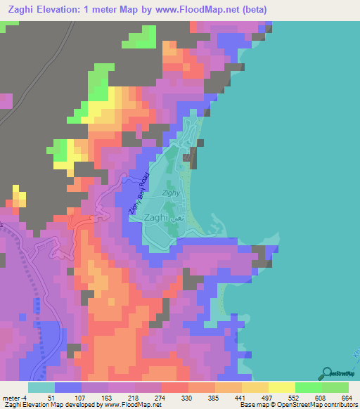 Zaghi,Oman Elevation Map