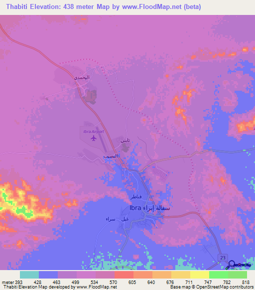 Thabiti,Oman Elevation Map