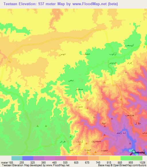 Teetaan,Oman Elevation Map