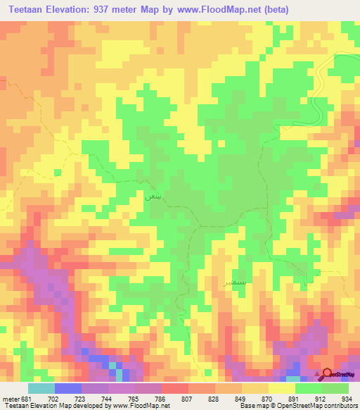 Teetaan,Oman Elevation Map