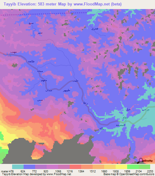 Tayyib,Oman Elevation Map