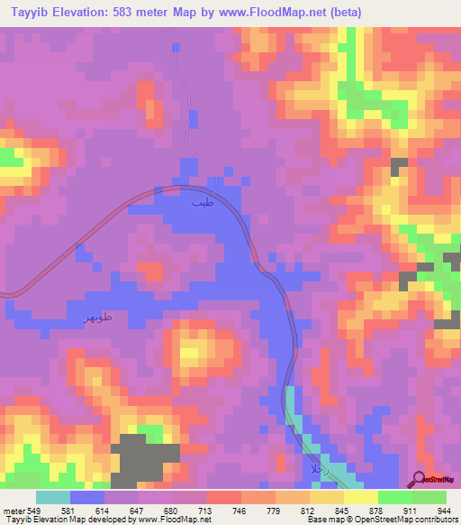 Tayyib,Oman Elevation Map