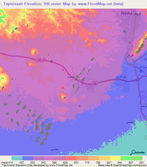 Taymissah,Oman Elevation Map