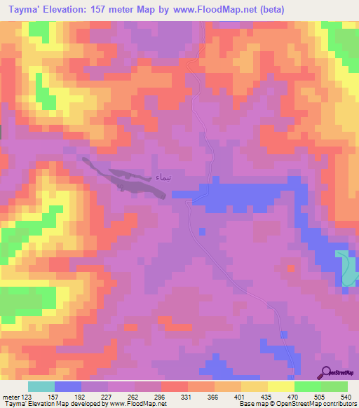 Tayma',Oman Elevation Map