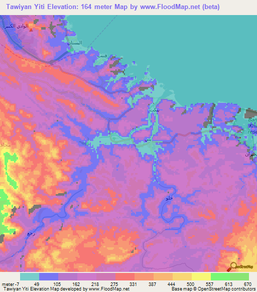 Tawiyan Yiti,Oman Elevation Map