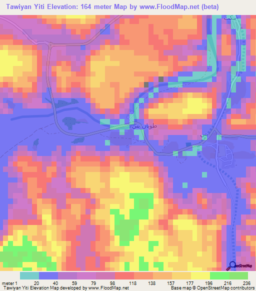 Tawiyan Yiti,Oman Elevation Map