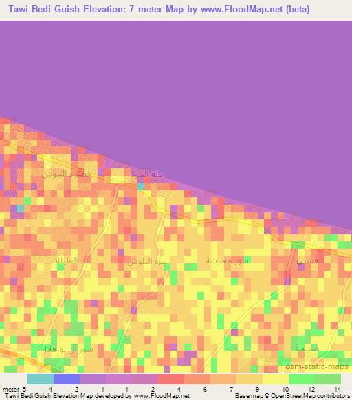 Tawi Bedi Guish,Oman Elevation Map