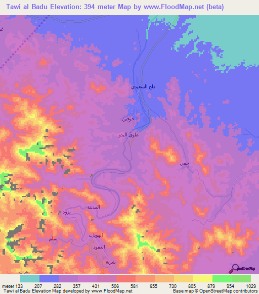 Tawi al Badu,Oman Elevation Map