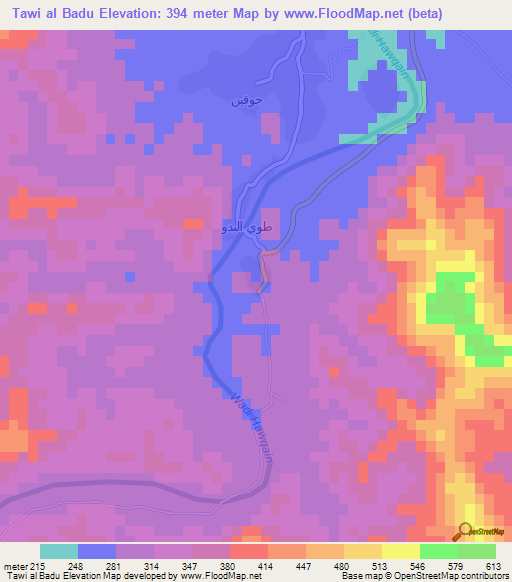 Tawi al Badu,Oman Elevation Map