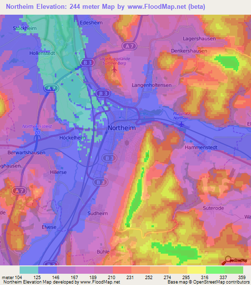 Northeim,Germany Elevation Map